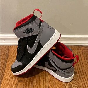 Nike Air Jordon Kids High-Top Sneakers - Black, Gray, and Red